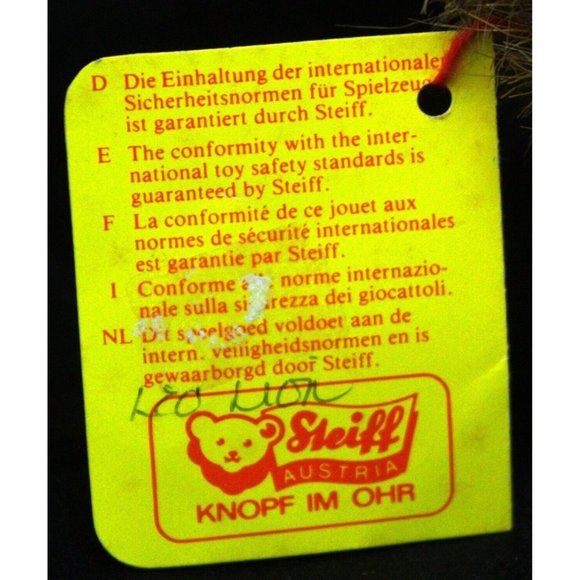 VTG NWT Steiff Leo Tan Brown Lion Plush Austria 5" Wipeable 1460/13 - Picture 7 of 16